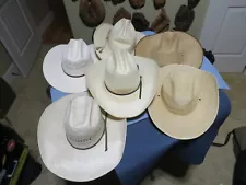 LOT 6 Straw Cowboy Hats STETSON/BEAVER HATS/ATWOOD/RESISTOL VARIOUS SIZES