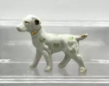 Miniature Jack Russell Green & Gold Accent Porcelain Dog Figurine Japan