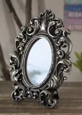 Victorian Floral Scrollwork Ornate Vanity Dressing Desktop Table Mirror Accent