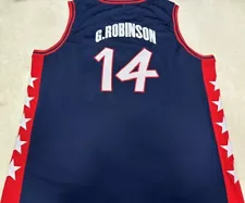 CUSTOM Glenn Robinson 14 USA Navy Blue Basketball Jersey Stitched S-6XL