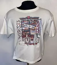 VINTAGE Reed Baxter Wild Side Quilts for Sale T-Shirt Large White Teddy Bear