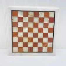 Onyx White Orange Marbled Stone CHESS BOARD ONLY 9.5" Handmade Copper Inlay