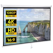 80'' Portable Projector Screen 16:9 4K HD Projection Screen Pull Down for Home