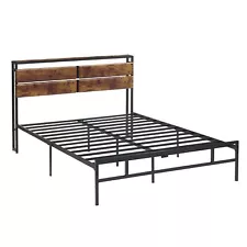 Queen Bed Frame, Queen Size Bed Frame with Vintage Wood Headboard & Footboard...