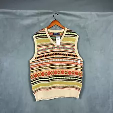 Polo Ralph Lauren Vest Mens Size XL V-Neck Fair Isle Knit Cotton Cashmere