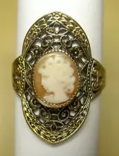 VINTAGE FILIGREE CAMEO RING, SIZE 7