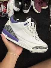 Air Jordan 3 Retro Purple Dark Iris- Size 10.5 Black Cement Fire Red Reimagined