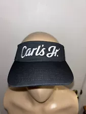 Carl's Jr visor hat Cap Uniform Black White Adjustable Fast Food Adult Unisex