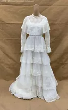 Vintage Union made Women White Lace Long Sleeve Wedding Dress