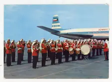 vintage Kuwait postcard, police band at airport