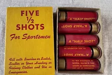 Vintage 1950’s Five 1/2 Shots Shotgun Shell Shaped Novelty Glass Shooters + Box