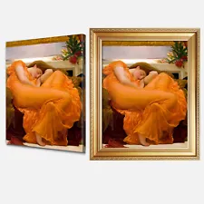 DecorArts Flaming June by Frederic Leighton Framed Canvas Wall Art Home Decor