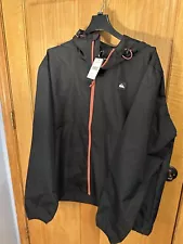 Quicksilver Rain Jacket Black Hooded Packable Men’s Size XL - New