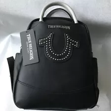 TRUE RELIGION LOGO BACKPACK BLACK faux leather MSRP $120