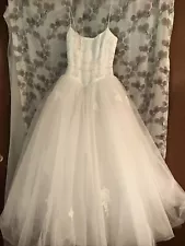 WEDDING DRESS Gown NEW Oleg Cassini White beads Tulle Davids Bridal SZ 6 Bag NWT