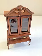 Vintage Dollhouse Furniture Miniatures Dark Wood Queen Anne Style HUTCH