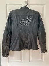 Harley-Davidson Women's Crystal Embellished Black Leather Jacket 98199-11VW Sz M