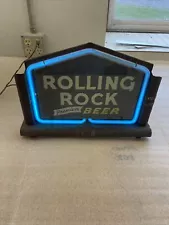 Rare Rolling Rock Premium Beer Window & Bar Table Top Vintage Neon Sign Working