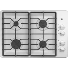 Dented 30" Built-In Gas Cooktop with Dishwasher-Safe Grates, White