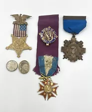 4 Org Army of Potomac Civil War GAR Medals 14K Gold Col. Charles Coster 134th NY