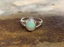 Ethiopian Opal Ring, Solid 925 Sterling Silver Band handmade Opal Band jewelry,