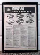 Framed original Classic Car Ad for BMW Sales and Service from 1970