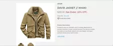 Atom Apparel - Mens Large Jacket ( Khaki ) Winter Fur Lined * Sale * David New