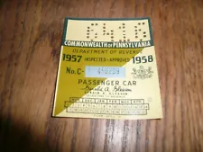 1957 1958 Pennsylvania Inspection Sticker Pa Penna Nov - Apr - Vintage Original