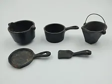 Vintage Bulk Lot Cast Iron Miniature Kitchen Pots For Sales Men