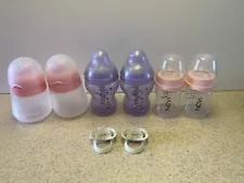 6 Baby Bottles Anti-Colic Mix Lot with Pacifiers Rare Used Excellent Condition