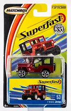 2004 Matchbox Superfast #53 1960 Jeep® DJ-3A Surrey BURGUNDY METALLIC | FSC