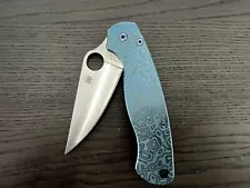 Spyderco Paramilitary 2 Custom Titanium Green and Blue Flomascus S30V BWL