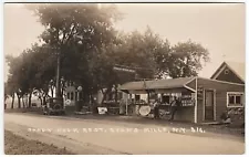 RPPC - Real Photo Gas Station Globe Pump Advertising Signs 1920s Evans Mills NY