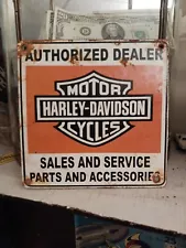 VINTAGE HARLEY DAVIDSON OLD PORCELAIN SIGN MOTORCYCLE DEALER SALES PARTS