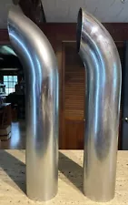 2-VINTAGE STEEL CHROME TRUCK EXHAUST STACKS 5" × 27” OLD SCHOOL DIESEL RAT ROD