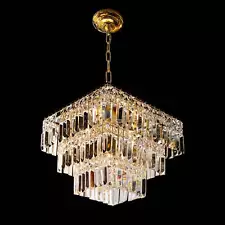 Luxury Square Crystal Chandelier 16" W Gold