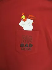 Warner Bros Foghorn Leghorn Y2K 2000 Men's Red T-Shirt " Big Bad Boss" Size XL