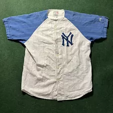 vtg rare New York Yankees #7 Mantle Mirage Pinstriped Baseball Jersey Mens XL