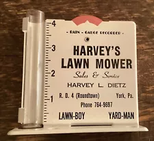 York, Pa. Vintage Harvey’s Lawn Mower Sales &Service Roundtown Rain Gauge Nice!