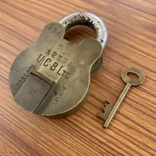 Padlock or lock with original Brass key heavy and strong, old or antique