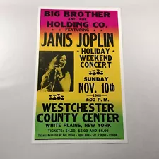 Janis Joplin Concert Tour Poster 1968 Westchester County White Plains NY 14x22