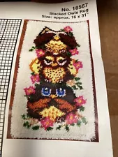 Mary Maxim Stacked Owls 18567 Hooked Rug Kit partly completed