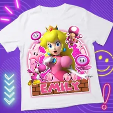 Princess Peach Birthday T shirt Personalized shirt size 6 White Gift for Girl