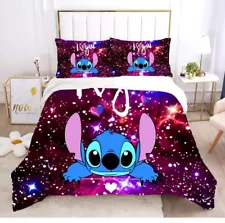 New Lilo And Stitch Twin Size 3 Pc Duvet Cover & Pillow Case Set