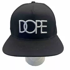 DOPE Touching Letters White on Black Hat Cap Snapback DOPE Brand Poly/Cotton