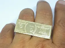 GOLd mens Ring knuckle bar multi 2 finger 10k $100 dollar money 8 10 ask 7 9 11