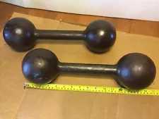 Pair Of Globe Head Cast Iron 25 Lbs Dumbbells Strongman (26 Pounds Each)