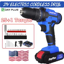 21-Volt Drill 2 Speed Electric Cordless Drill / Driver with Bits Set & Battery