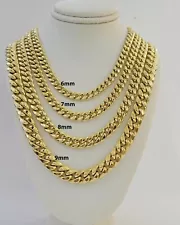 14k Yellow Gold chain Miami Cuban Link Necklace 6mm-9mm 18"-30" Real Gold Sale