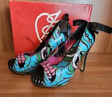 Iron Fist For Just Fabulous FRAKATTACK Blue Platform Heels US Womens Size 7